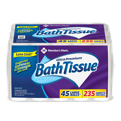 Premium Soft And Strong Bath Tissue, 2-ply Large Roll Toilet Paper (45 Rolls)
