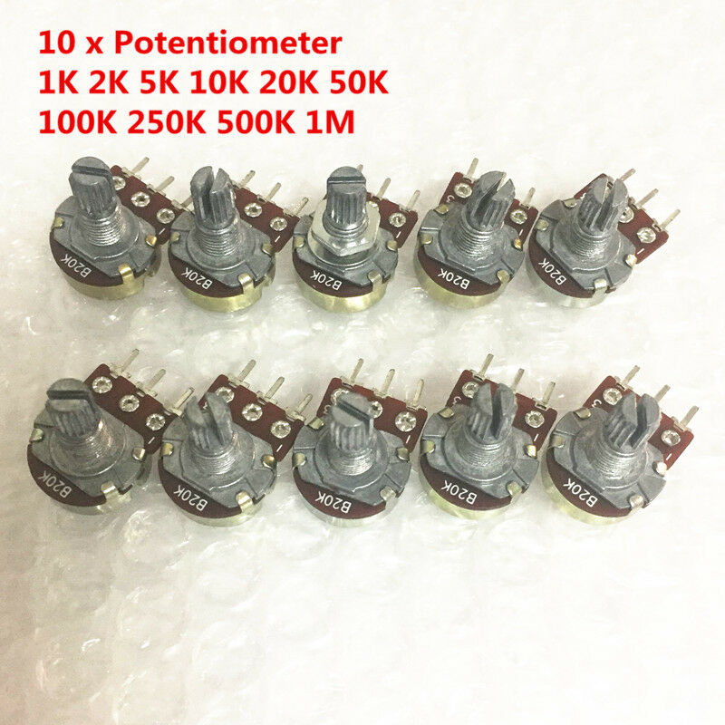 10 Pcs Wh148 B10k Linear Potentiometer Pot 1k 2k 5k 10k 100k 500k 1m For Arduino